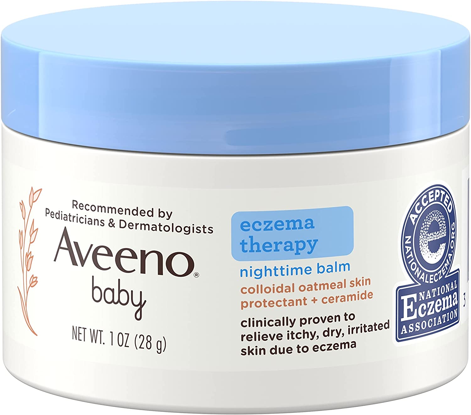 230816030159116_1 Aveeno Baby Eczema Therapy Nighttime Balm with Colloidal Oatmeal, Travel Size, 1 oz - Image 1